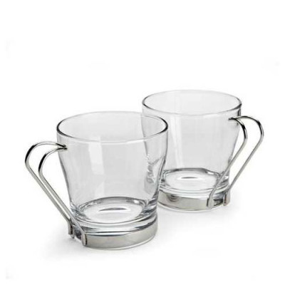 Чашка скло 210мл з металевою ручкою,h-6см уп.2шт Хрома
