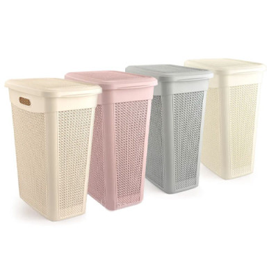 Кошик для білизни 43л (460*290*550мм) везерунчатий Білий SLIM DROP DESIGN