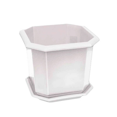 Вазон для квітів восьмигранний №1 d-180мм h-180мм Білий