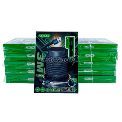 Кабель Туре-С Gerlax GD-54T 6A QC3.0 тканевий синій 3м