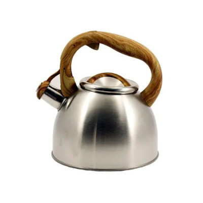 Чайник нерж. 2,5л свисток метал.кришка коричнева ручка ZB-K2,5LW/12шт в ящ