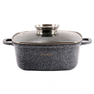 Каструля прямокутна 3,5л кришка скло АП/покриття МАРМУР індук.дно /1222CR