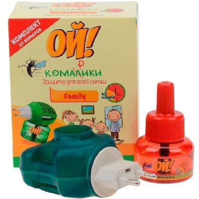 Ой! Комарики FAMILY електрофумігатор + рідина від комарів 30мл Космохим / уп 12шт