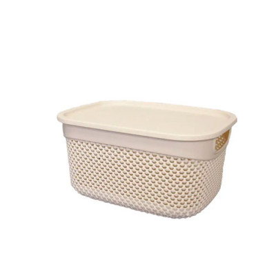 Кошик для білизни з кришкою 6,6л Кремовий DROP DESING/М-1163