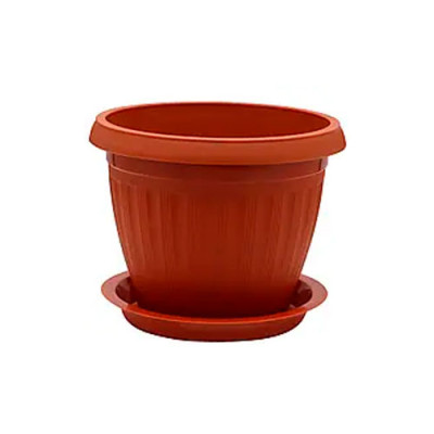 Вазон для квітів круглий з підставкою 3,5л d-200мм Коричневий