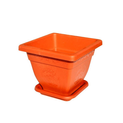 Вазон для квітів квадратний з підставкою №1 3л d-200мм h-200мм Коричневий