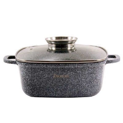 Каструля прямокутна 2,7л кришка скло АП/покриття МАРМУР індук.дно /1220CR