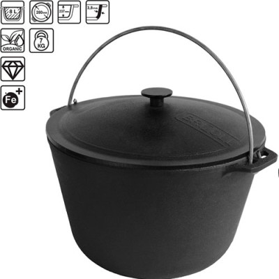 Казан чавун туристичний 8л з чавунною кришкою  ТМ 