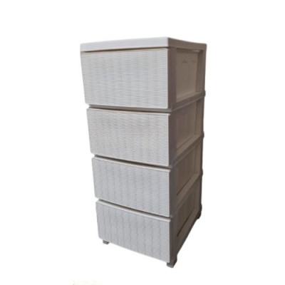 Комод на 4 шухляди Ротанг 345*445*865мм R Plastic Білий /34004