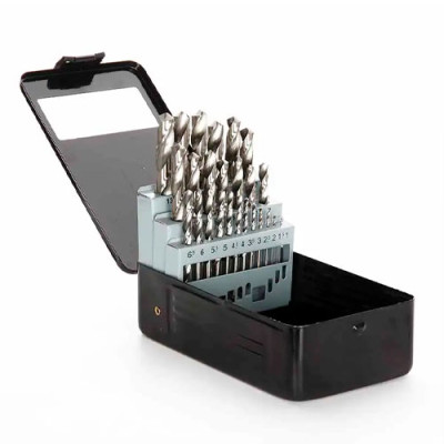 Набір свердел по металу P6M5 метал бокс 1,0мм-13,0мм, 25шт Апро