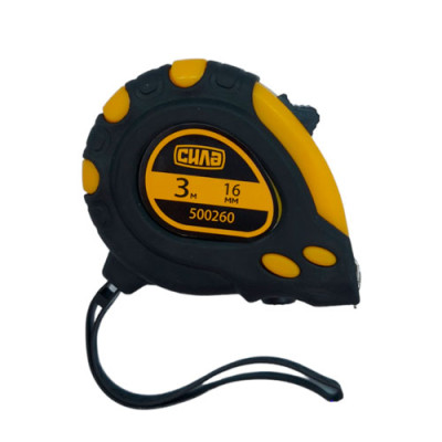 Рулетка обгумована супермагніт стандарт 3м х 16мм Сила Інструмент