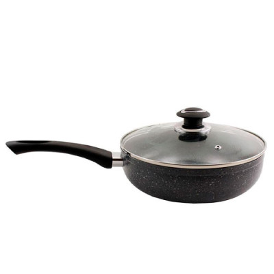 Сковорода з АП/покриттям глибока d=240 з кришкою скло FPG-245 Гранит