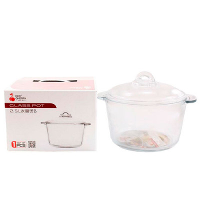 Каструля 2.5л жароміцне скло RED CHERRY / SJB-2500MLB