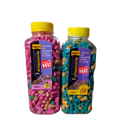 Гранули проти щурів та мишей VENDETTA БРОДІФАКУМ, банка, смак мікс  /250гр  / уп 48шт