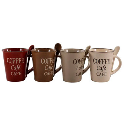 Кружка фарфор 350мл з ложкою MIX /18100-2