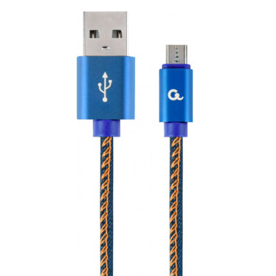 Кабель micro USB 1м Cablexpert Blue 2.1А (CC-USB2J-AmmBM-1M-BL)
