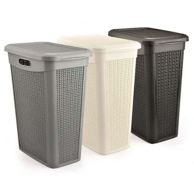 Кошик для білизни 43л (460*290*550мм) везерунчатий Світло-Сірий SLIM DROP DESIGN