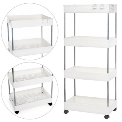 Етажерка універсальна прямокутна 4-секційна на колесах 380*130*840мм/R93336W