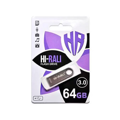 Флешка USB 64Gd Hi-Rali Shuttle металік (HI-64GBSHSL)