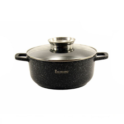 Каструля кругла 5,5л кришка скло АП/покриття МАРМУР індук.дно /0326CR