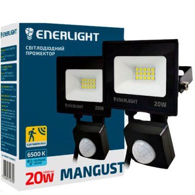 Прожектор світлодіодний Enerlight Mangust 20Вт 6500K з датчиком руху 125x21x100