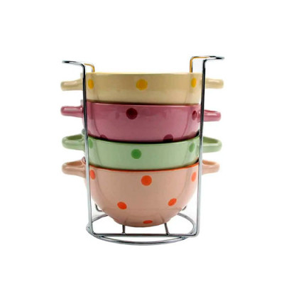 Набір піал керам 4 пр 440мл на підст. Горох MIX/KW115MS