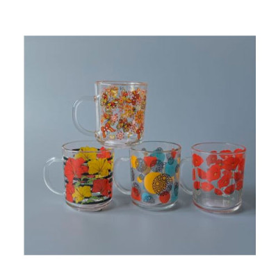 Чашка скло 240мл Квіти Мікс /уп.12шт