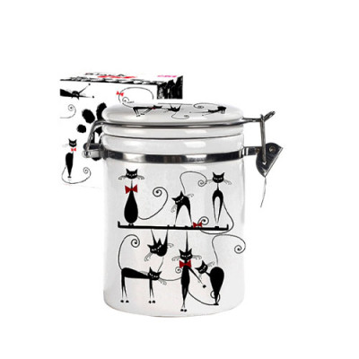 Банка керам з замком 1200мл Чорна кішка /631-12