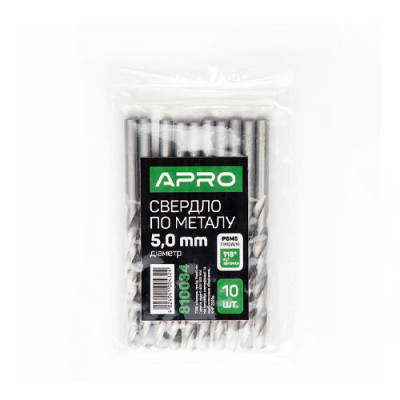 Свердло по металу  5,0 мм P6M5 Апро /10шт/