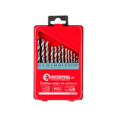 Набір свердел по металу HSS 13шт(1,5мм-6,5мм) полірована сталь