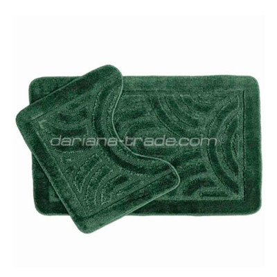 Набір килимків підлогових для ванної кімнати та туалету Dariana 50*80см,50*40см зелений орнамент Econom