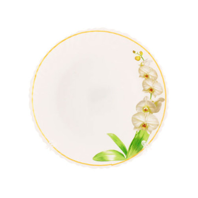 Тарілка керам. №7,5 мілка Орхідея Біла хвилястий край /уп. 6шт