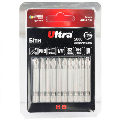 Біта 50 мм РН2 S2 блістер Ultra магніт /10 шт/
