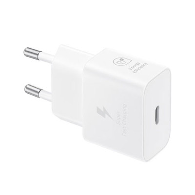 Блок живлення PD Type-C (USB-C) Samsung 25w білий (NO LOGO) (мереживний зарядний пристрій)