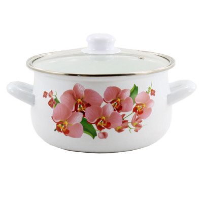 Каструля емаль 5л/24см кришка скло 