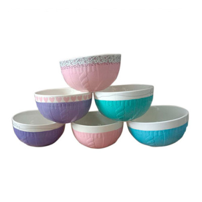 Піала фарфор 740мл кольорова МІКС /уп.6шт