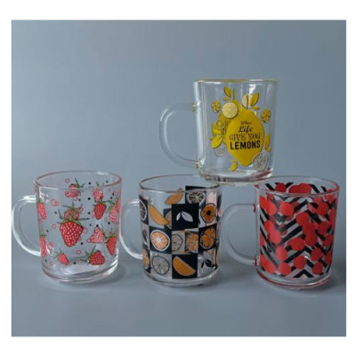 Чашка скло 240мл Фрукти Мікс /уп.12шт