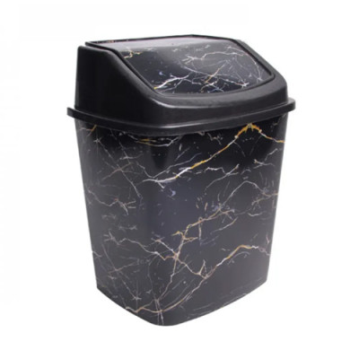 Відро для сміття 5л кач. кришка з малюнком ELIF Чорний мармур