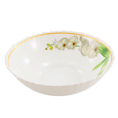 Миска(салатник) склокерам. № Орхідея Біла хвилястий край /уп.6шт