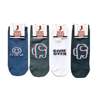Шкарпетки (№333) короткі Among Us S135 чол(41-45) Мікс уп.12шт