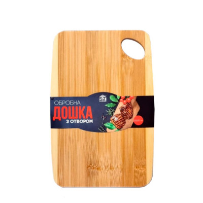 Дошка кухонна обробна дерев`яна бамбукова з отвором 30*20*1см