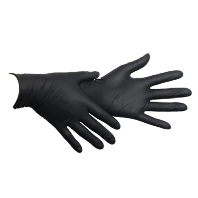 Рукавички Hoffen нітрил медичні нестерильні текстуровані, без пудри 3,2гр  /розмір L, чорні *100шт/ 50пар