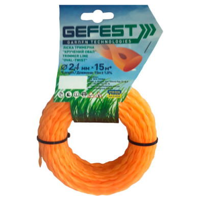 Волосінь (леска)  для тримера, 15м, кручений овал, 2,4 мм