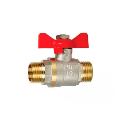 Кран кульовий 1/2 ЗЗ метелик WaterPro червоний (шар латунь)