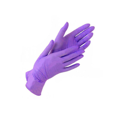 Рукавички Hoffen нітрил медичні нестерильні текстуровані, без пудри 3,5гр /розмір M, фіолетові *100шт/ 50пар