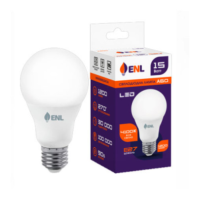 Лампа світлодіодна ENL A60 15Вт 4100К Е27 /ящ 100шт /гарантія 1рік