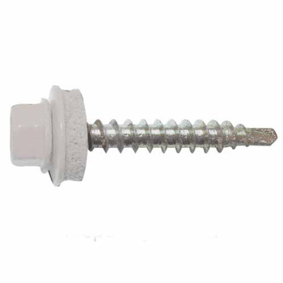 Саморіз покрів+шайба зі свердл.по мет. 4,8мм*35мм RAL9003(білий)(250шт) Х-TECH КОРОБКА