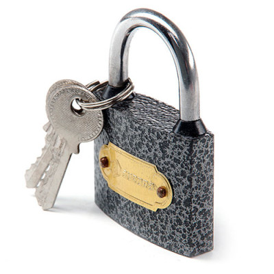 Замок навісний чорний з гумовими кільцями 29x26x12мм англійський ключ AURORA