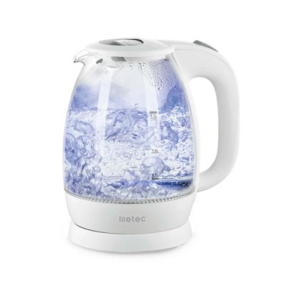 Чайник електричний 1,7л 1850-2200Вт EK-03GW корпус скло, білий Metec