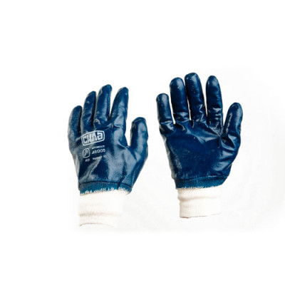 Рукавички з нітриловим покриттям р10 (сині манжет з підвісом/хедером) Сила